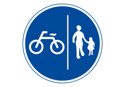 Separate bicycle and pedestrian lanes sign